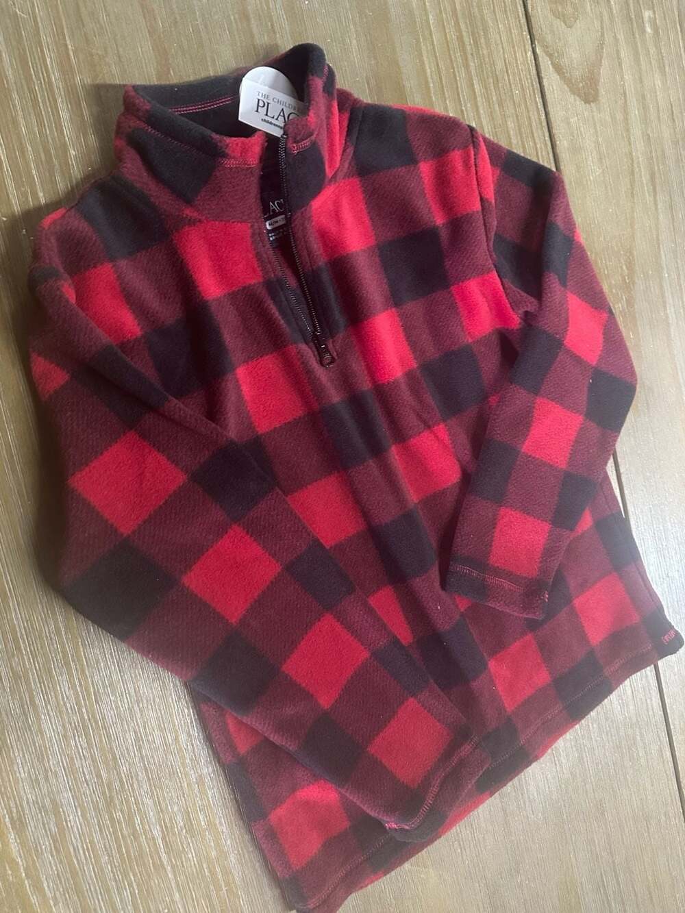 The Children's Place Buffalo Plaid Fleece Half Zip Pullover Size M (7/8)-NWT